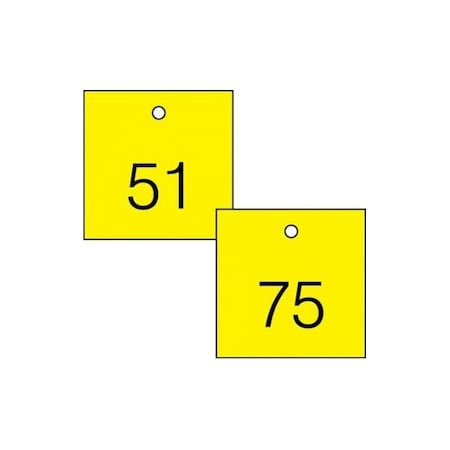 Accuform Engraved Numbered Tags, HS-Laminate, 0.3 in H x 3-1/4 in W, 25 PK TDG372YL